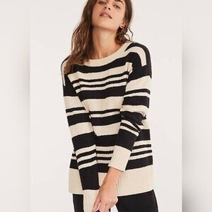 Lou & Grey Black and Cream Striped Sweater